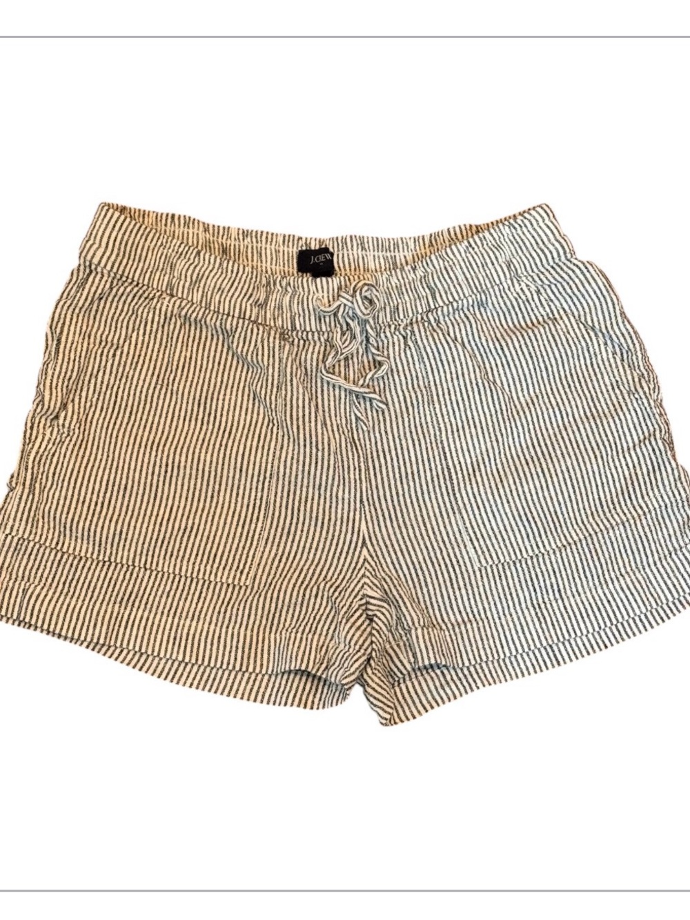 J. Crew Black and White Striped High-Waist Drawstring Shorts